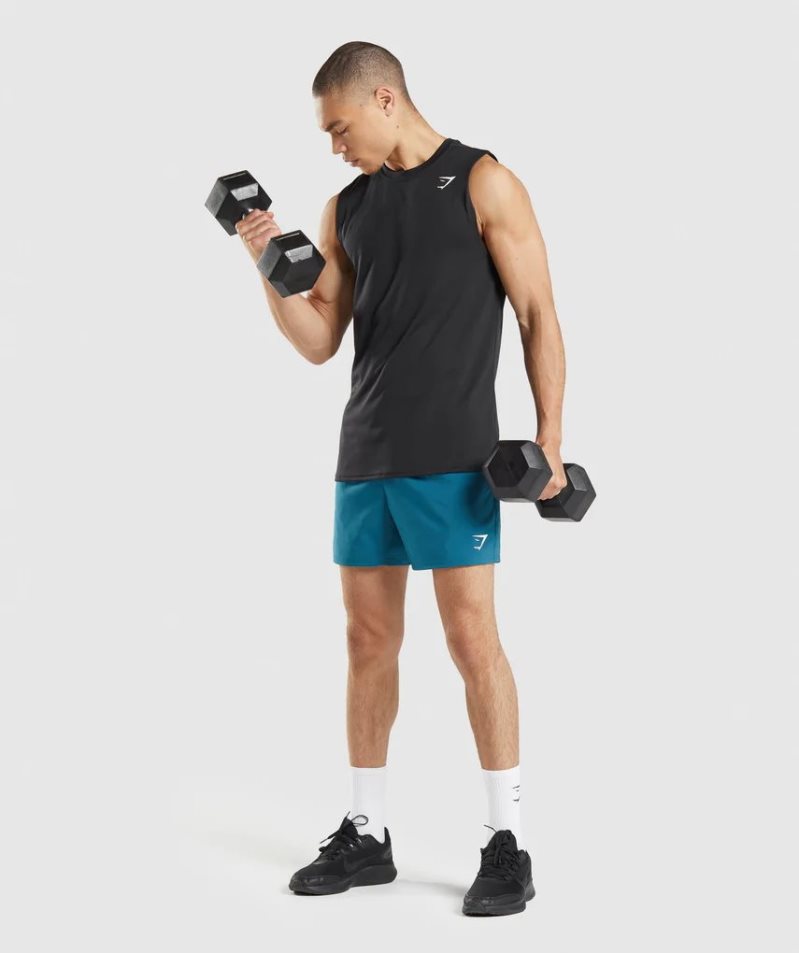 Men's Gymshark Arrival Sleeveless Tanks Black | NZ 5XBQRD